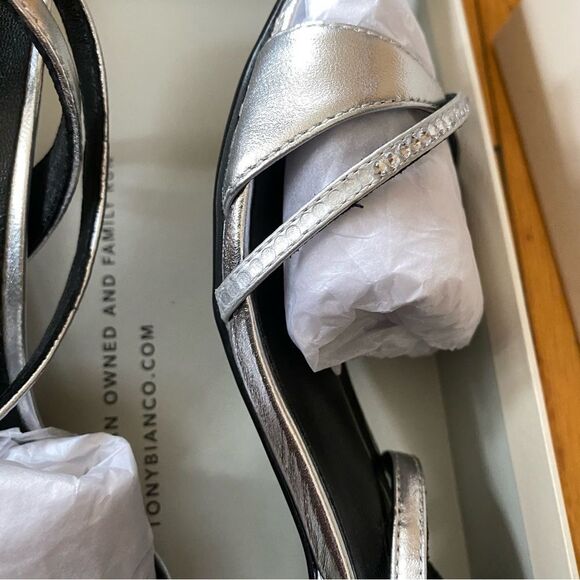 Tony Bianco Fortune Sandals Silver Nappa Metallic high heels strappy Revolve 5 - Picture 12 of 14